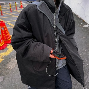 チャコールグレービッグキルトジャケットコート　1053