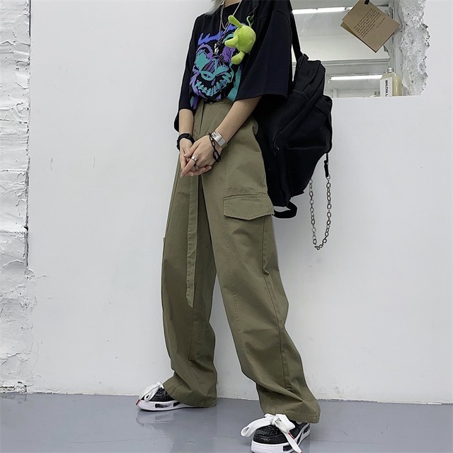 【韓国通販 dgo】2colors ユニセックス マルチポケット カーゴパンツ グリーン/ブラック(M3526）センス溢れるファッションitem