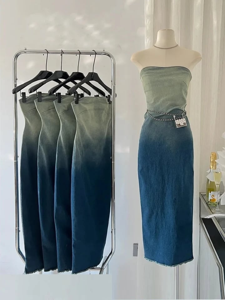 Vintage denim bare long ops《 即日発送 》