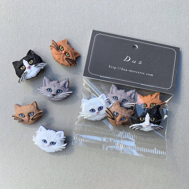 〈再入荷〉JJボタン 猫の顔ボタンパック（5p）