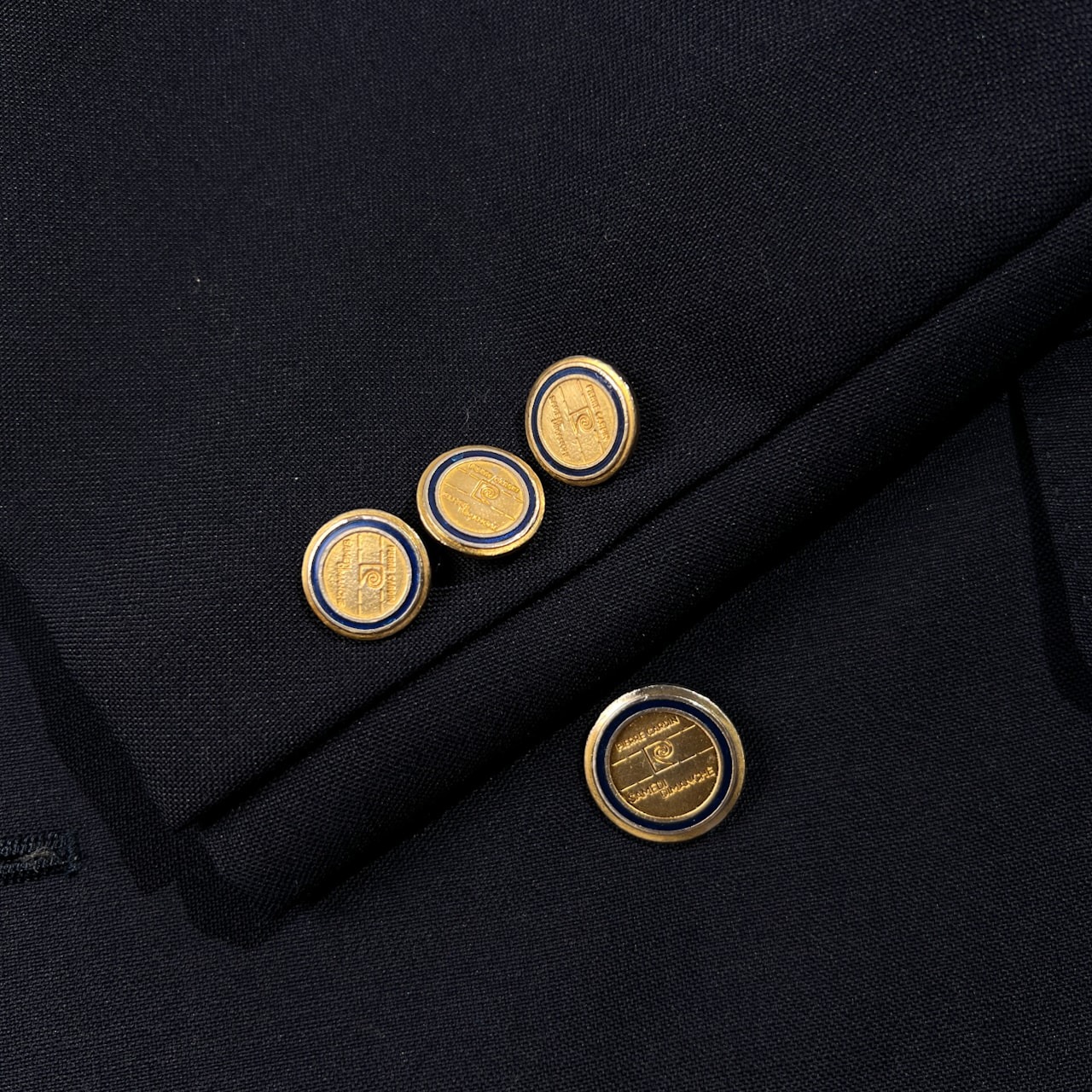 pierre cardin ピエールカルダン 刻印 金ボタン ダブル ブレザー テーラードジャケット 90-78-165(90A4) /メンズ/ネイビー/ビンテージ