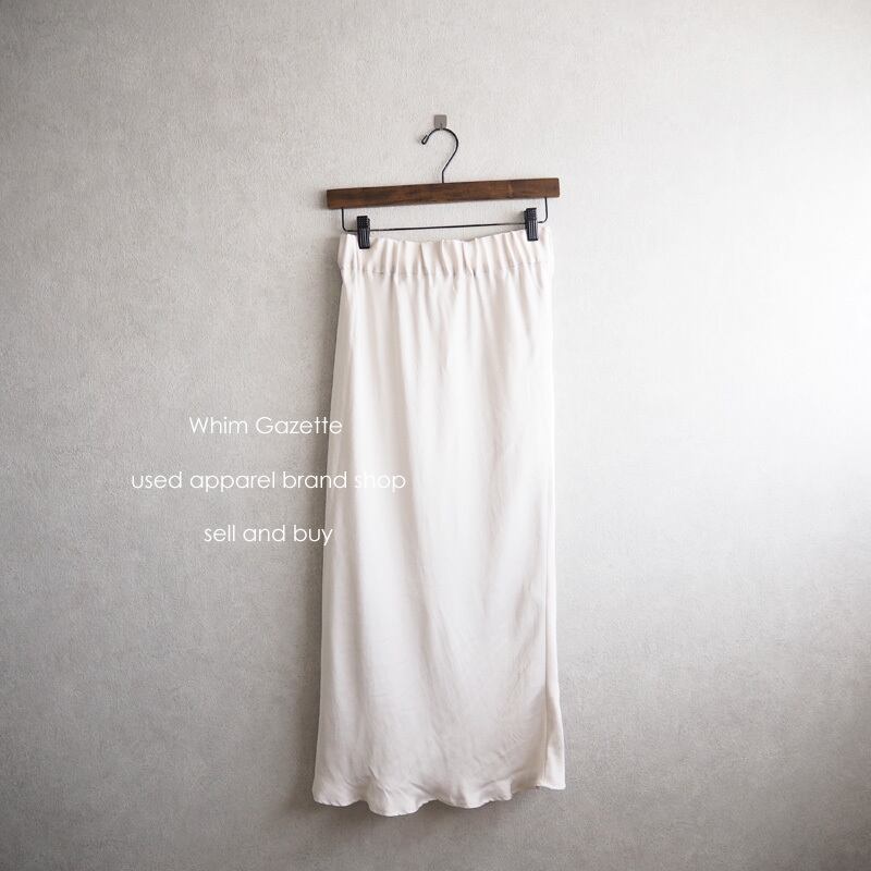 Whim Gazette ウィムガゼット 2020 サテンミディースカート F 美品 エクリュ