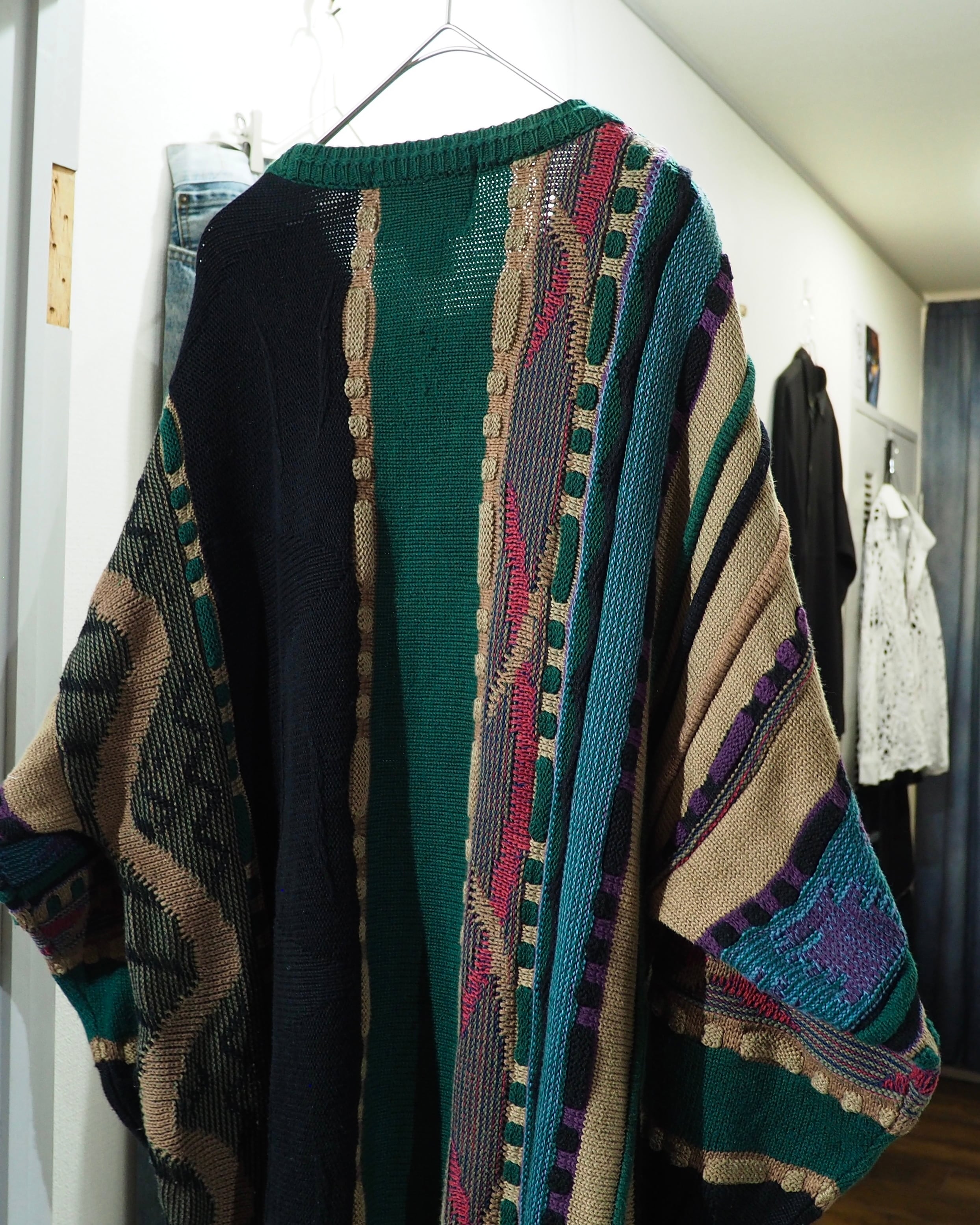 1990s " TOSANI ‐ Pure Cotton " Bewitching Color Vintage Loose 3D Knit