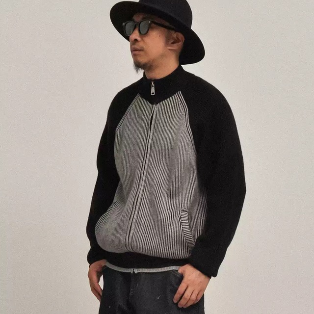 レトログレイ・コンビジップセーター A2003