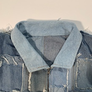 12620 ジップアップ リメイクデニムジャケット 再構築 パッチワーク L相当