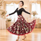 社交ダンス 衣装 Chacott ROYAL DANCE チャコットロイヤルダンス スカート レッスンウェア レッド系 花柄 植物柄 ダンス レッスン 練習 赤 あずき色 緑 白 黄 ピンク系 グリーン系 ホワイト系 イエロー系 華やか 鮮やか かわいい おしゃれ 上品 大人っぽい 日本製