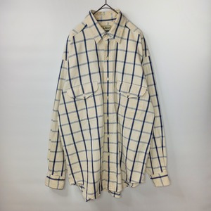 90s　エルエルビーン　コーデュロイシャツ　長袖　チェック　ポケット　白