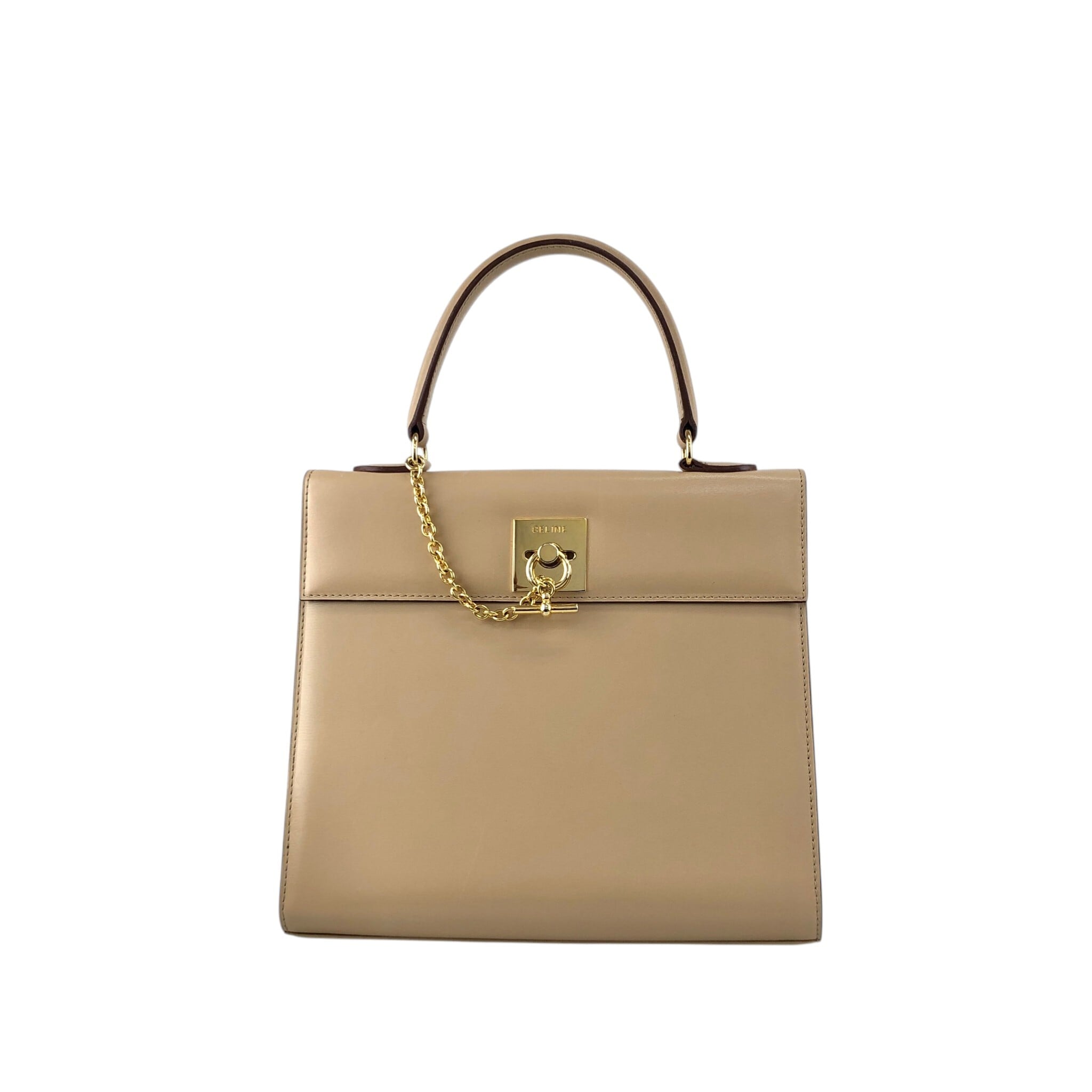 セリーヌ　ガンチーニ ベージュ CELINE セリーヌ ハンドバッグ ベージュ ガンチーニ レザー vintage