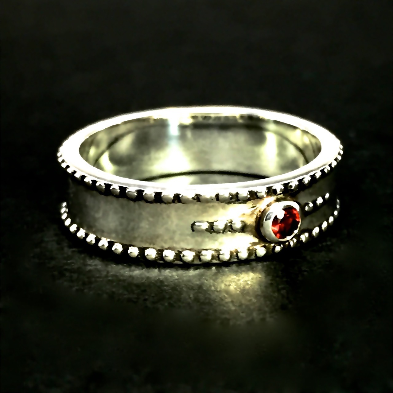STUD RING [S] with GARNET / スタッドリングS・ガーネット