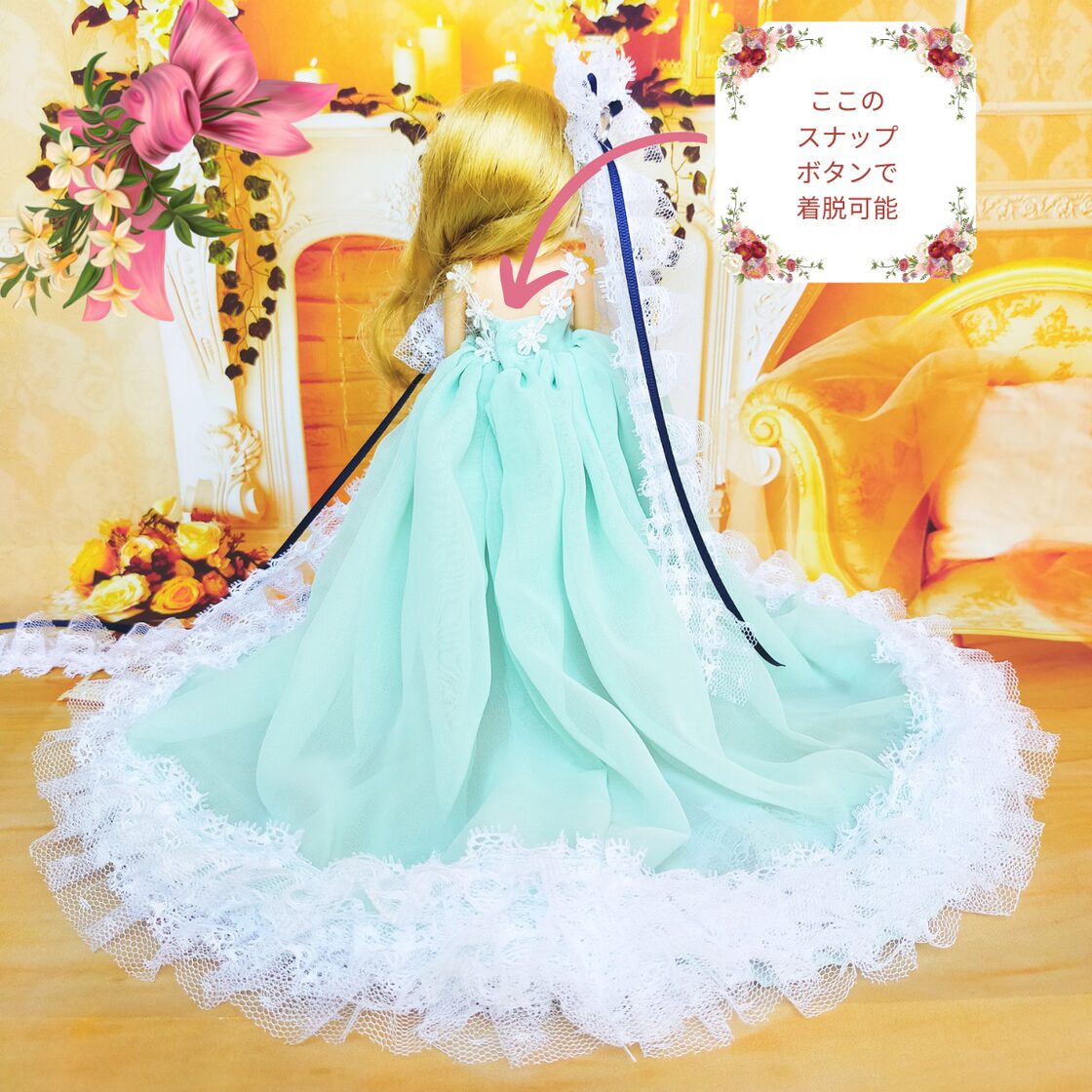 リカちゃんサイズ 泉の女神 ギリシャ神話 ドールドレス ハンドメイド服 