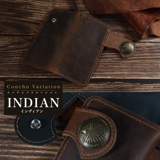 [ASIAN ZACCA] バイカーズウォレット 長財布 ライダースウォレット レザーウォレット 二つ折り 財布 メンズ 本革 ヴィンテージ 革財布 牛革 メンズ長財布 ロングウォレット 長サイフ アメカジ コンチョインディアン ドクロ イーグル 男性 プレゼント おしゃれ 誕生日プレゼント ogl0021 (インディアン)