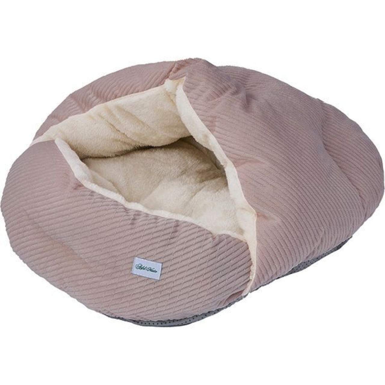 【あごのせシェルベッドAWA(アーモンドグレー)】もぐりこんで包まれる!手洗い可能,コード通し穴付き