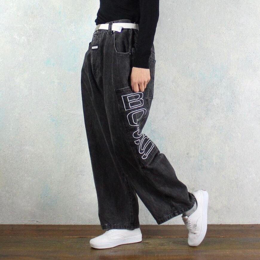 ブラック デニムパンツ vintage BOSS スーパーワイド ブラックデニムパンツ【FF-3457】 | cv