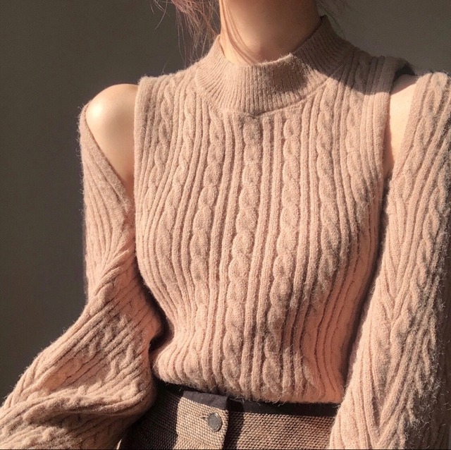 MOCK NECK TOPS × KNIT BOLERO