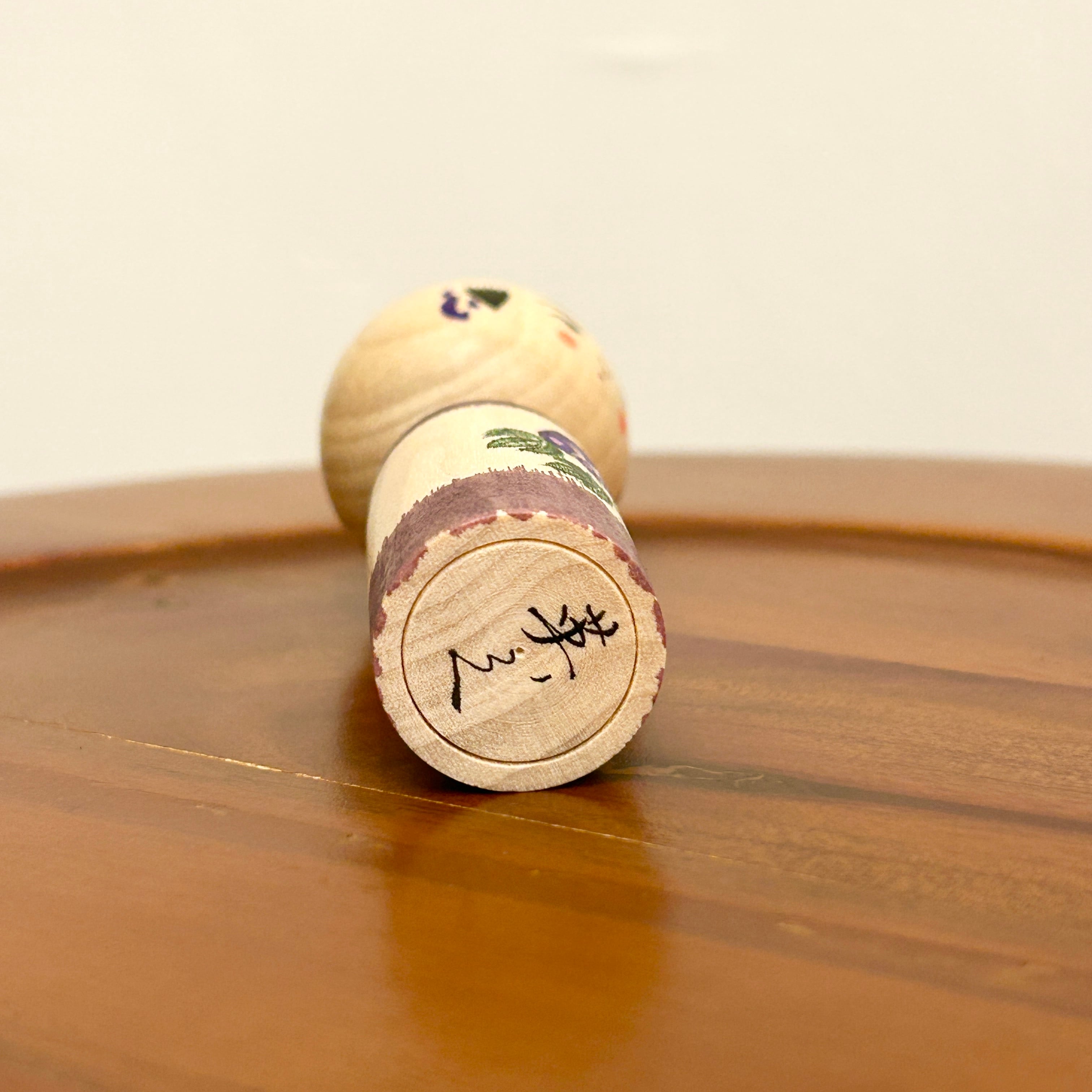 佐藤英之工人：弥治郎系】：朝顔こけし 紫： 7.5cm N10HyS-123