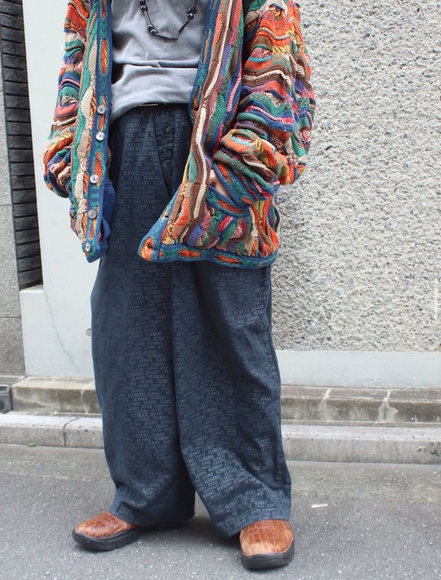 1990’s ICEBERG whole printed wide 5p pants . size 42 .