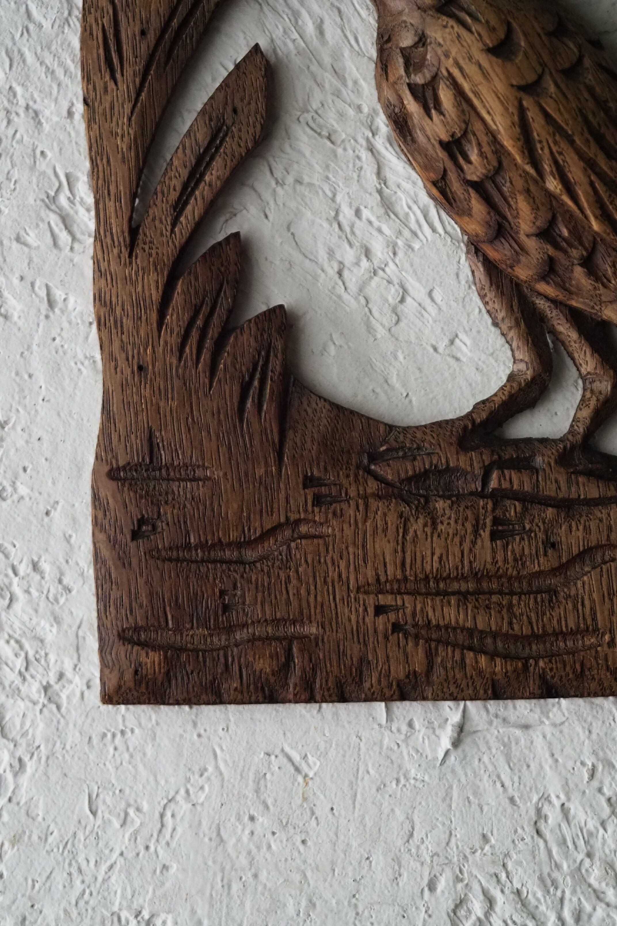 フランス　アンティーク　壁掛けオブジェ　木製　鳥 鳥の壁掛けオブジェ-antique bird wood caving objet | アンティーク