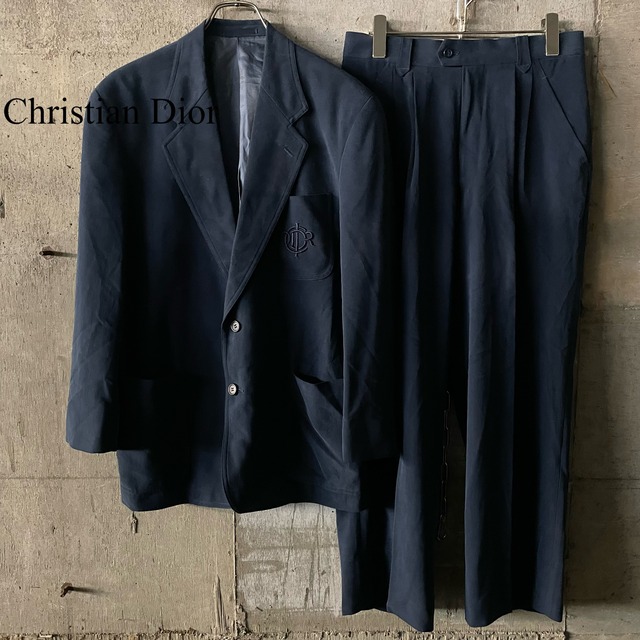 〖Christian Dior〗embroidery design rayon setup suit/クリスチャンディオール 刺繍 デザイン レーヨン セットアップスーツ/msize/#1124