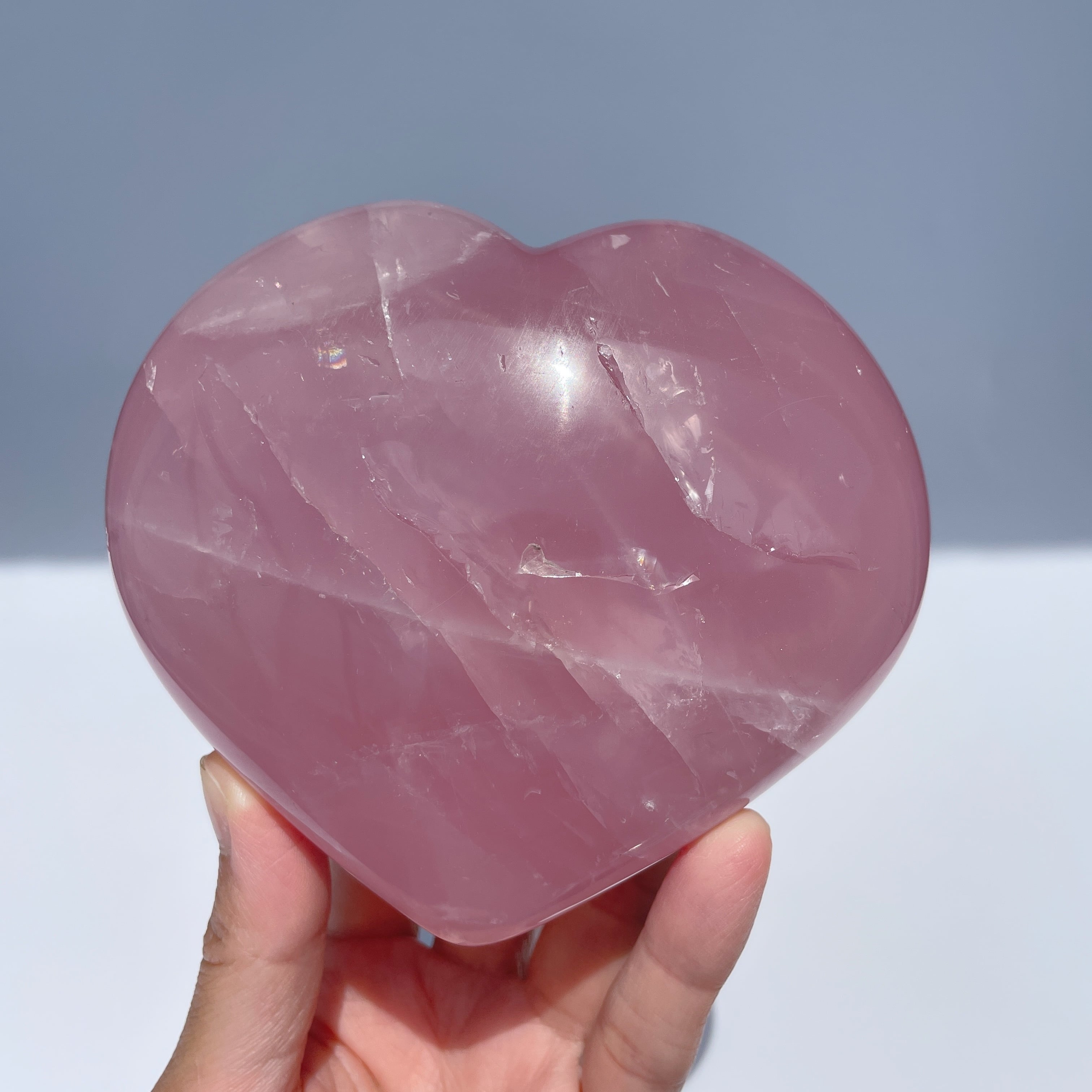 特大◇マダガスカル産ディープローズクォーツ ハート12◇天然石・鉱物・パワーストーン