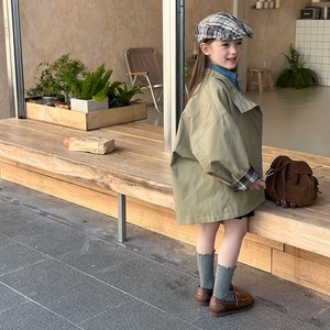 秋韓国風ハイネックトレンチコート