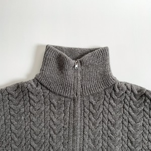 Double zip cable knit cardigan (charcoal)