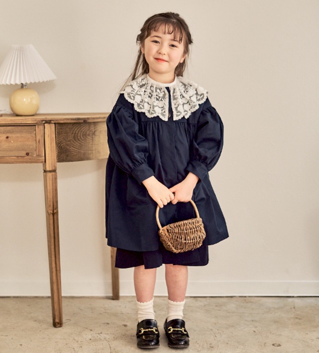 ノーカラートレンチコート<Navy>