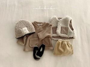 【valu bebe】ワッフルポケットカットソー ライトブラウン 70〜110cm  241108