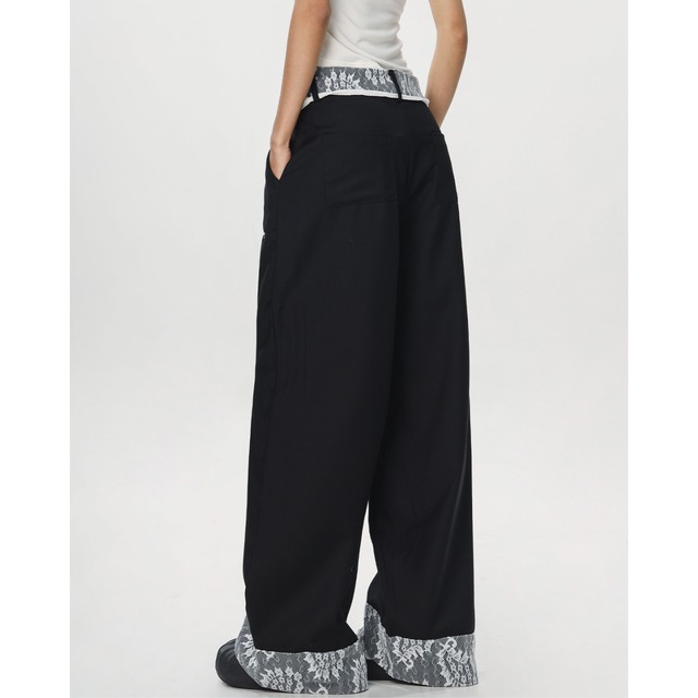 lace point straight pants　レースポイントストレートパンツ　J0954