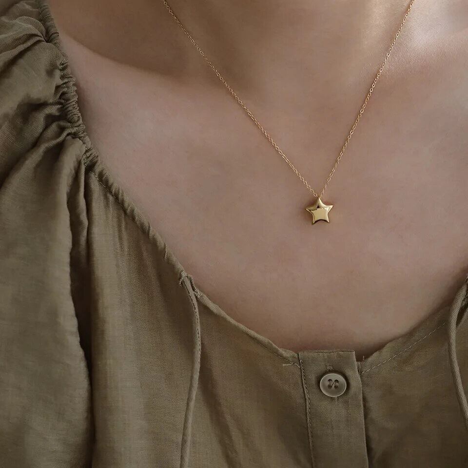 金アレ対応 316L gold star necklace (0369)