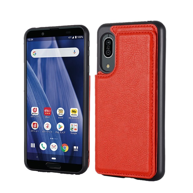 【 Antimam 】対応AQUOS sense3/sense3 lite/sense3 basic/SH-02M/SHV45/Android One S7用 ケース 手帳型 財布型 新型 全面保護 耐衝撃 擦り傷防止 軽量 落下保護 手帳型 ケース(レッド)センス3 PU革 背面 IC カード 収納 スタンド機能 ケース sense 3 lite 赤色