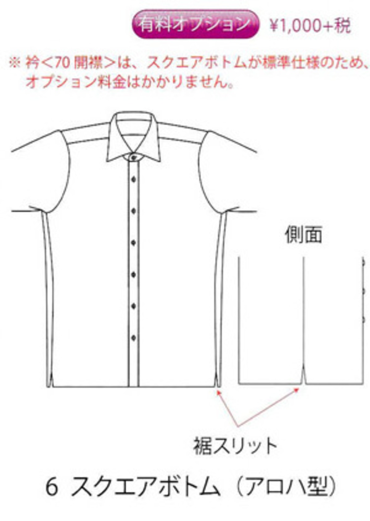 裾形状(有料オプション) | オーダーシャツのYUMA