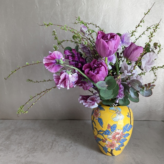 Bouquet & Vase　京紫  －きょうむらさき－