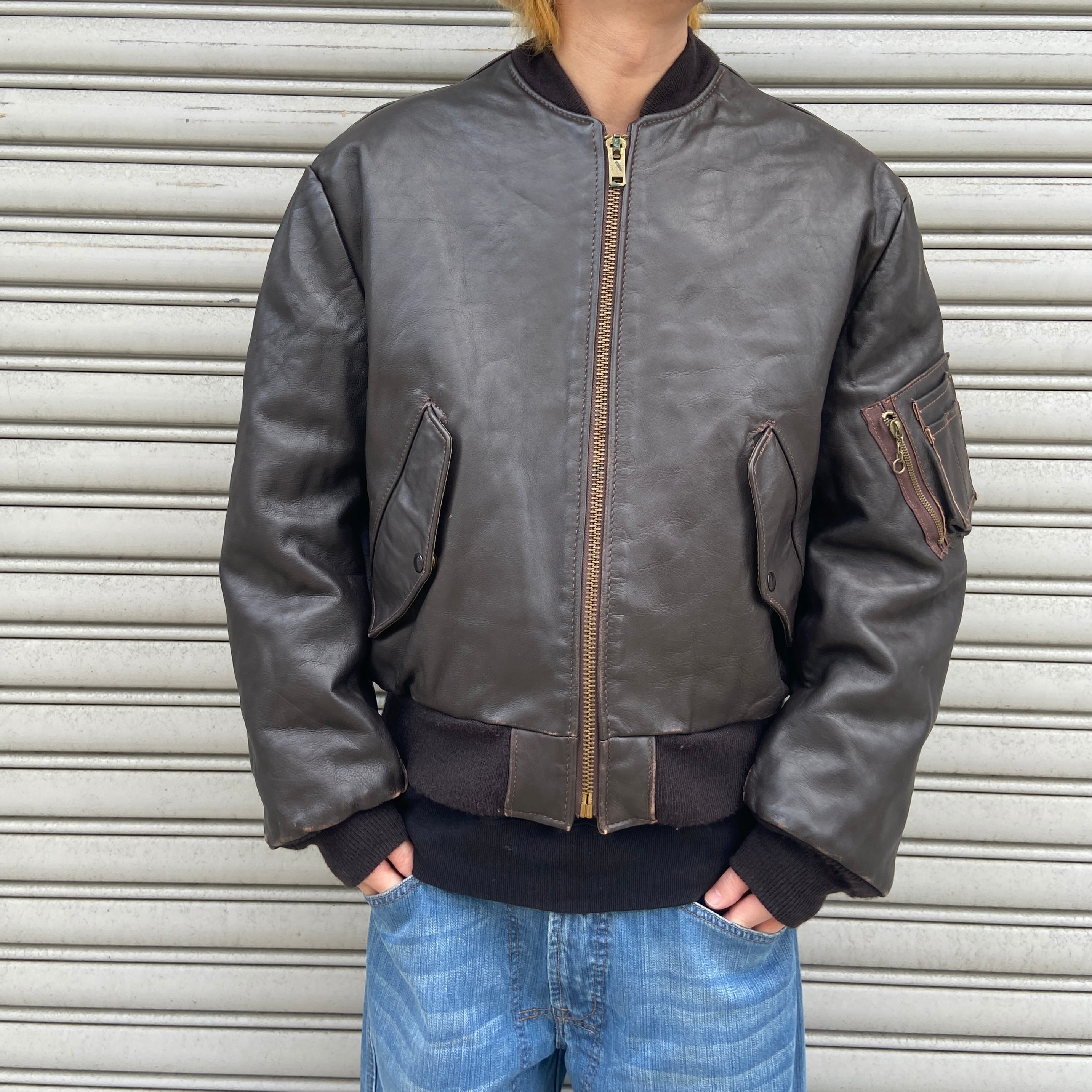 送料無料』SCHOTT 90s USA製 本革 フライトジャケット MA-1 ミリタリー 
