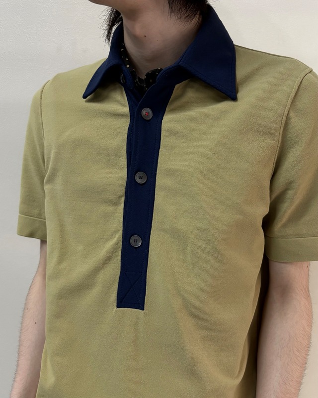 【PRADA】bicolor nylon polo top
