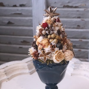 木の実ツリーS　1点もの｜木の実の小さなクリスマス飾り　木の実いっぱい　冬のナチュラルインテリア　プレゼント　推し活におすすめ　