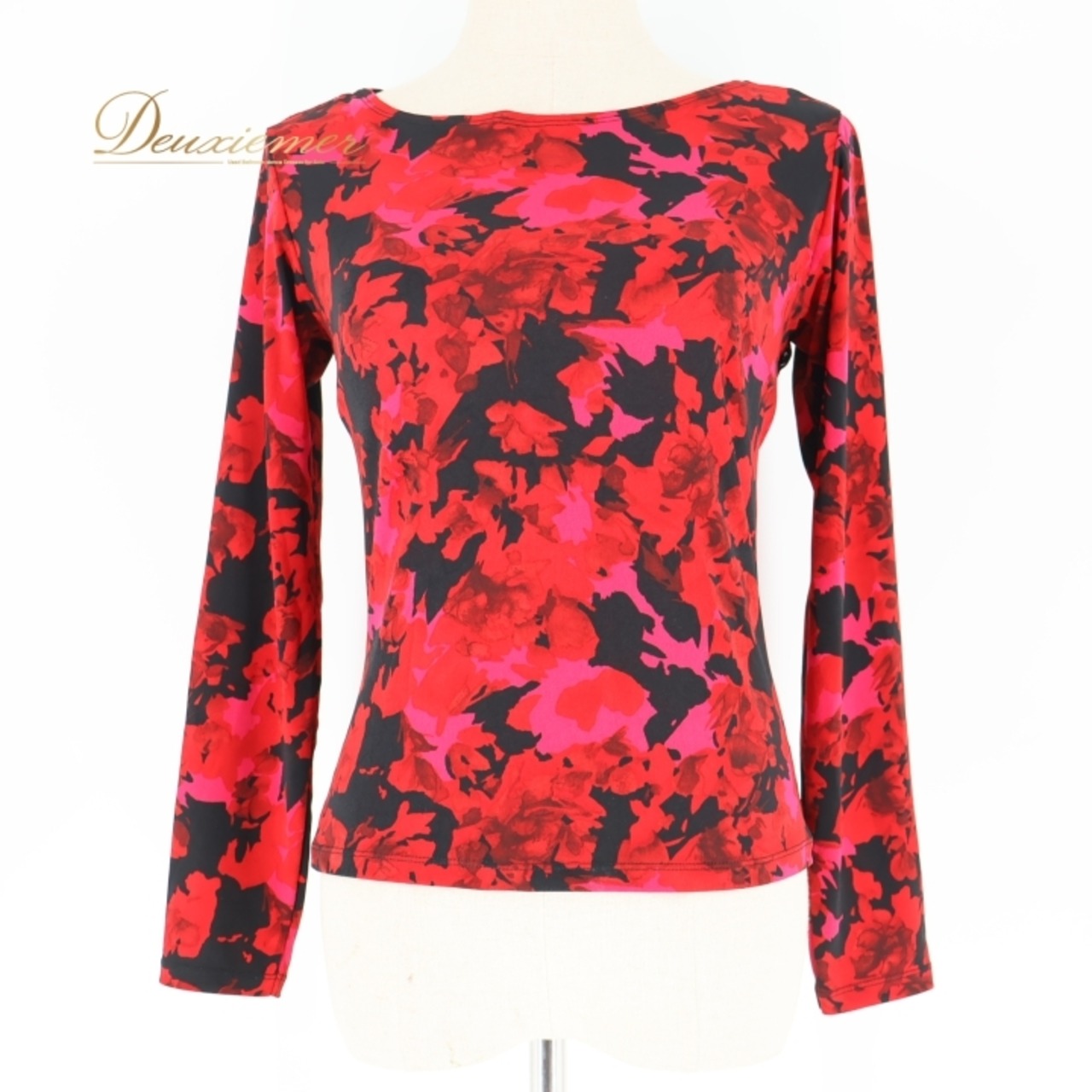 社交ダンス 衣装 トップス ブラウス ブラック系 チャコット Chacott レース 花柄 黒 赤 鮮やか 練習 レッスン 伸縮 ストレッチ 上品 かわいい 長袖 華やか リボン ダンス衣装 パーティー レッド系