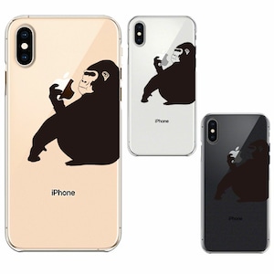 【3営業日以内に発送】iPhoneX iPhoneXS ケース かわいい おしゃれ シンプル ワイヤレス充電対応 ハード クリア 透明 ケース カバー ゴリラ 動物