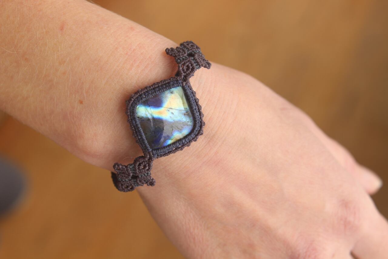 Multi color Labradorite micro macrame bracelet