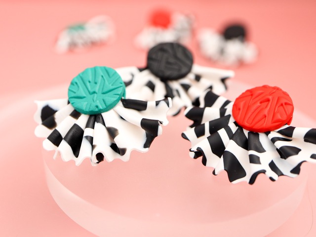 ダルメシアン フリル ピアス・イヤリング/緑 / 34