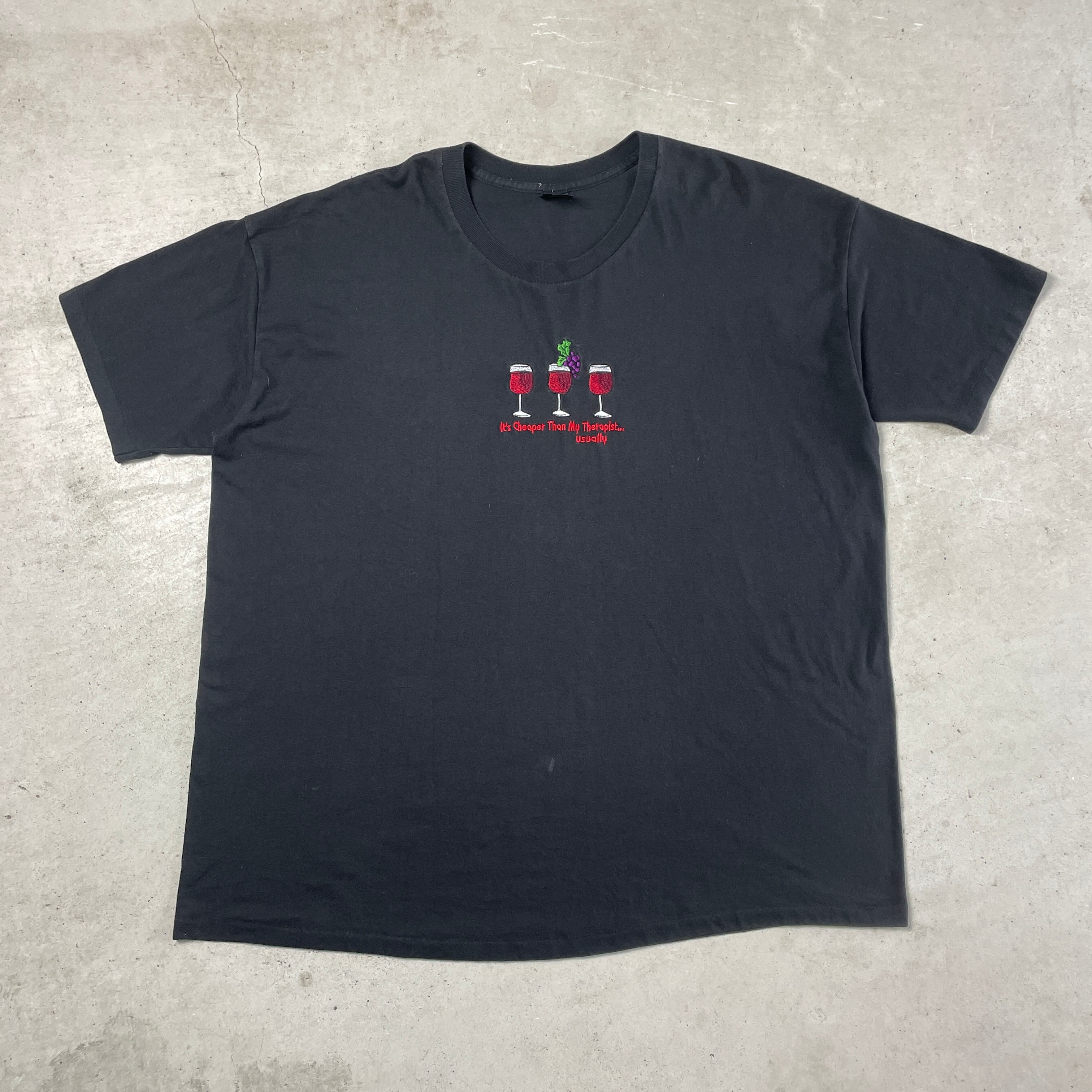 スーパービッグサイズ 90年代 USA製 ワイン メッセージ 刺繍Tシャツ ...
