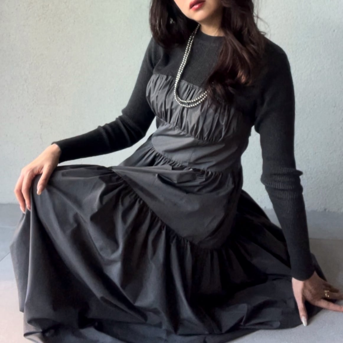 SYSORUS(シソラス) リブニットハイブリッドワンピース 24562 | SYSORUS 