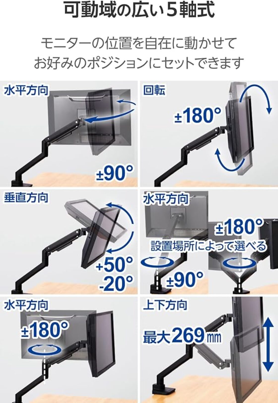 エレコム モニターアーム ワイドモニター対応 17~49インチ対応 耐荷重 