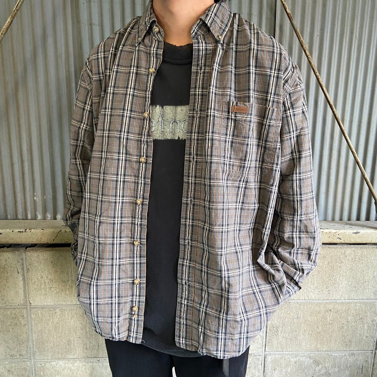 Carhartt カーハート 長袖 チェック柄 コットンシャツ メンズXL相当 古着 チェックシャツ グレー  【長袖シャツ】【3anniv】【CS2312-AL2】 | cave 古着屋【公式】古着通販サイト