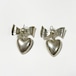 Vintage 925 Silver Ribbon Heart Dangle Pirced Earrings Made In Mexico