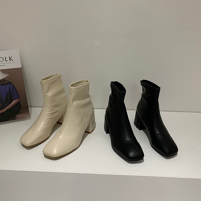 ブーツオータムスタイルスリーブショートレッド薄手 靴 シューズ 秋物 スクウェア フェイクシューズ66566537113