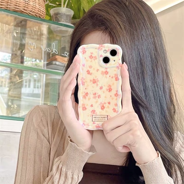 iPhoneケース iPhone14 iPhone13 キーリング 花柄 小花柄 オーロラ ウェーブ かわいい スマホケース おしゃれ 韓国 2606