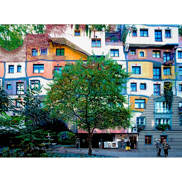 Photo-CG - フンデルトヴァッサー・ハウスと木 (Hundertwasserhaus & Tree) - Original Print A2 Size