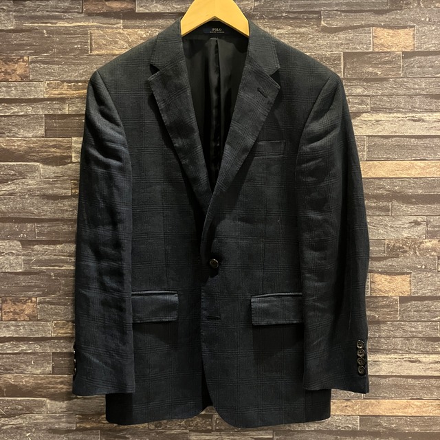 RALPH LAUREN LINEN CHECK TAILORED JACKET