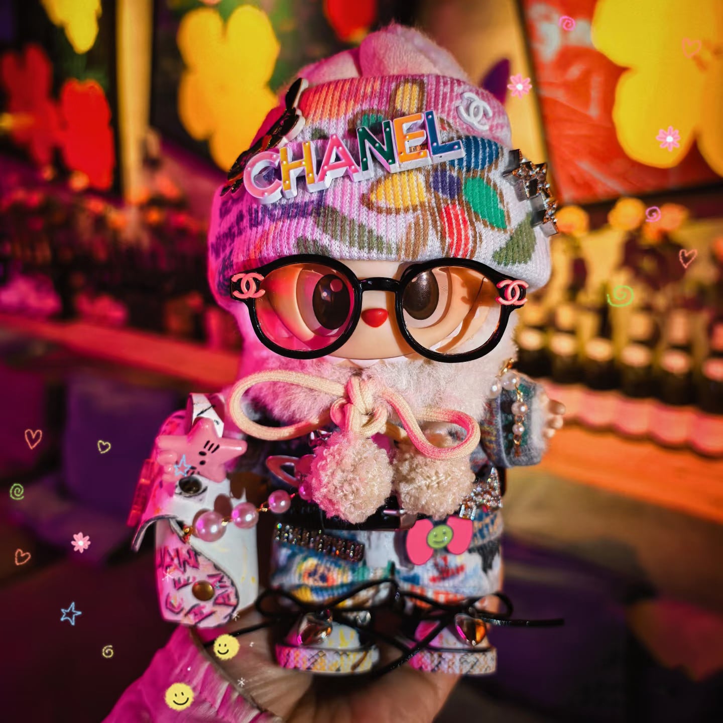 良い子とワルな子のギャップ萌え!Labubu グラフィティ フルコーディネート - クールで可愛い二面性を一枚で 15-17cmラブブ用