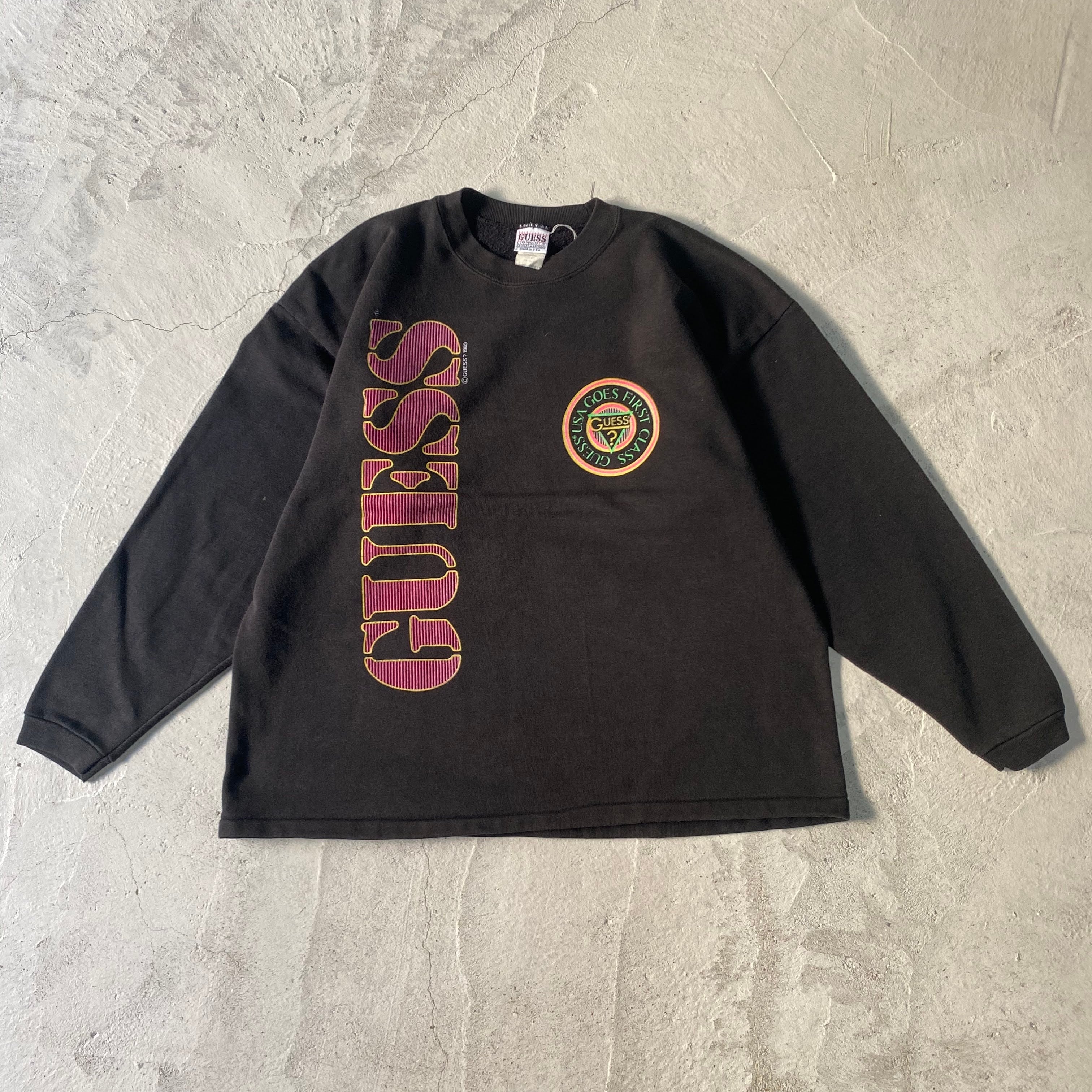 80年代 GUESS ゲス フロントロゴ プリントスウェット トレーナー